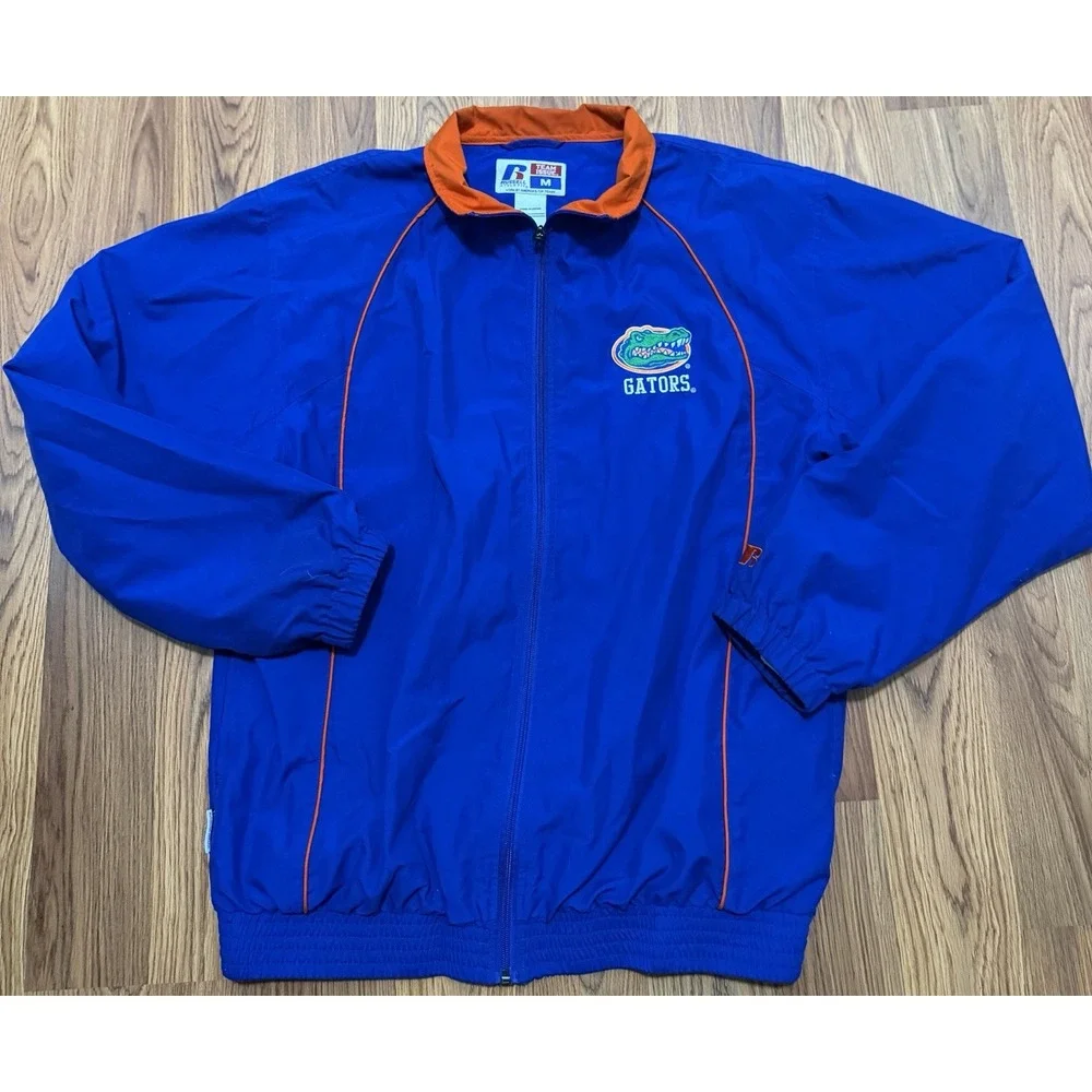 Florida Gators Jacket Mens Medium Russell Athletic Team Issue Windbreaker Blue
